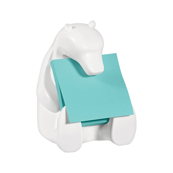 Post-It Super Sticky Dispensador con 2 Blocs de 45 Z-Notas - Forma de Oso - Forma Cuadrada - 76x76mm - Color Blanco