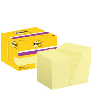 Post-It Super Sticky Pack de 12 Blocs de 90 Notas Adhesivas Reposicionables - 51x76mm - Paquete de Carton - 100% PEFC - Color A