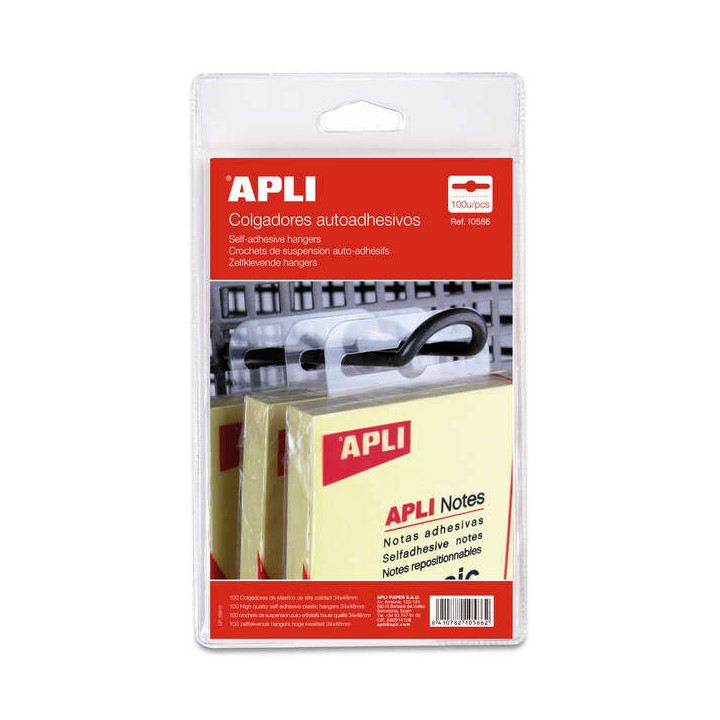 Apli Colgadores Autoadhesivos Eurohole 34x48mm - Ideal para Productos de Bajo y Medio Peso - Bolsa con 100 Unidades