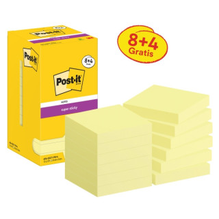 Post-It Super Sticky Pack de 12 Blocs de 90 Notas Adhesivas Reposicionables - 76x76mm - Promocion 8 Blocs + 4 Gratis - Color Am