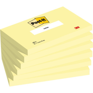 Post-It Pack de 6 Blocs de 100 Notas Adhesivas Reposicionables - Forma Rectangular - 76x127mm - Color Amarillo Claro