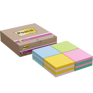 Post-It Super Sticky Pack de 16 Blocs de 90 Notas Adhesivas Reposicionables - Forma Cuadrada - 76x76mm - en Zig-Zag - Colores S