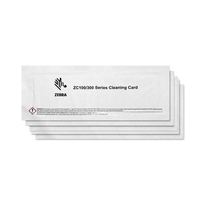 Zebra Pack de 5 Tarjetas de Limpieza para ZC100 ZC300