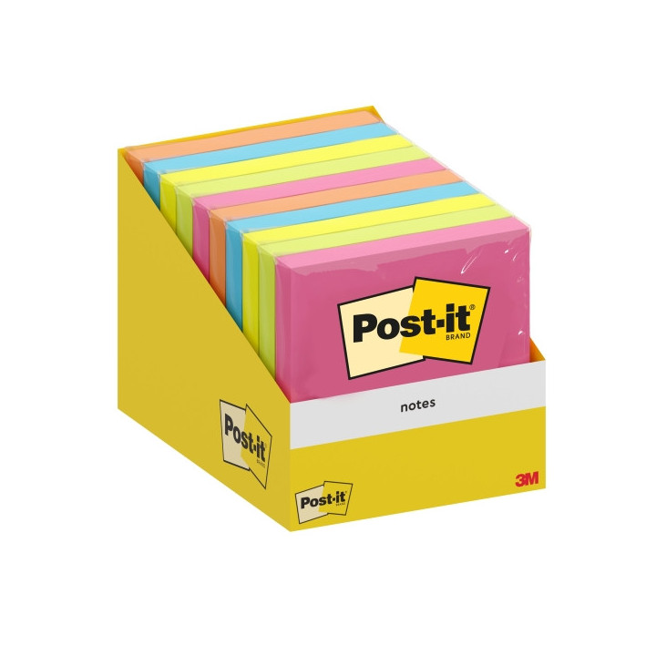 Post-It Bloc de 100 Notas Adhesivas Reposicionables - Forma Cuadrada - 76x76mm - Colores Surtidos