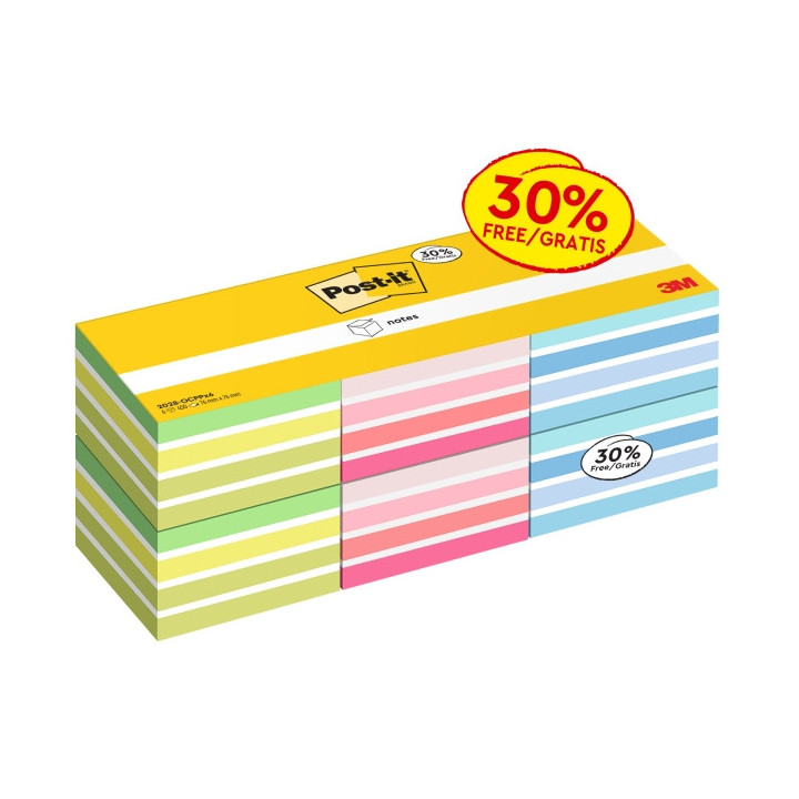 Post-It Pack de 6 Cubos de 450 Notas Adhesivas Reposicionables - Forma Cuadrada - Colores Surtidos