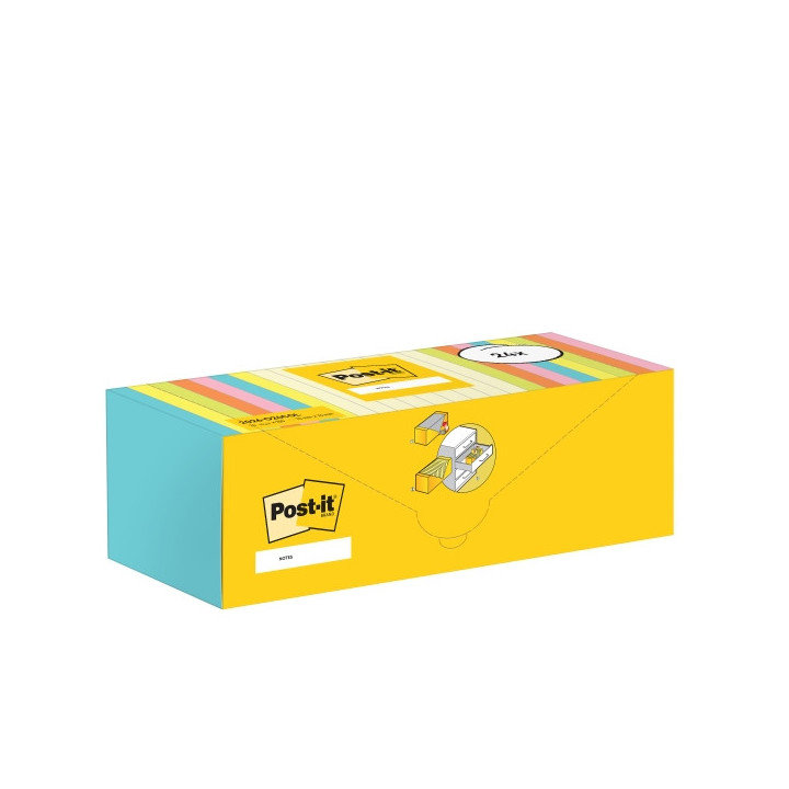 Post-It Pack de 24 Blocs de 100 Notas Adhesivas Reposicionables - 76x76mm - 100% PEFC - Colores Surtidos