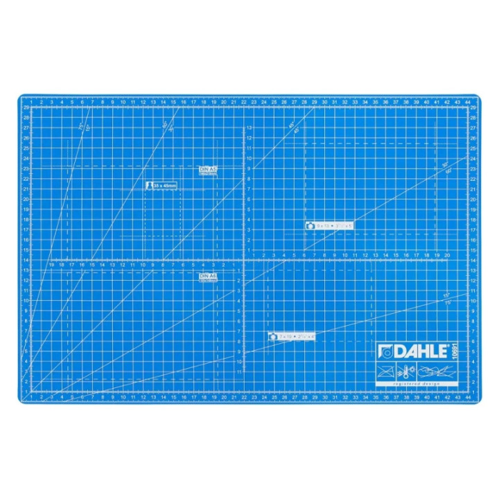 Dahle 10691 Plancha de Corte A3 30x45cm - 5 Capas con Nucleo Resistente al Corte - Lineas de Orientacion - Color Azul