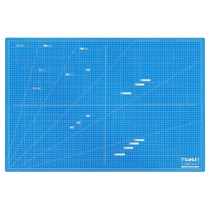 Dahle 10693 Plancha de Corte A1 60x90cm - 5 Capas con Nucleo Resistente al Corte - Lineas de Orientacion - Color Azul