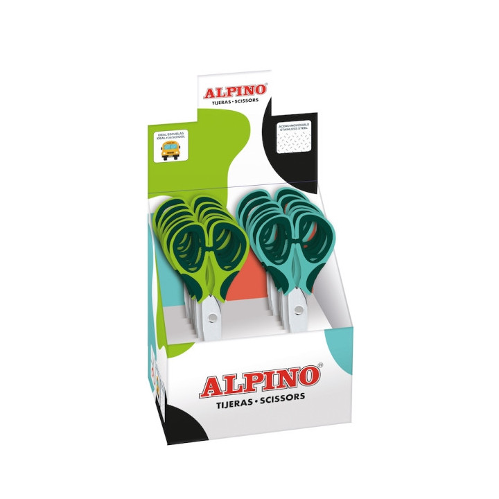Alpino Colorfull Tijera Escolar 13cm - Acero Inoxidable - Punta Roma - Colores Surtidos