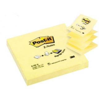 Post-it Bloc de 100 Z-Notas Adhesivas Removibles Zig-Zag Canary Yellow 76x76mm - Papel con Certificacion PEFC - 7100103164 - Co