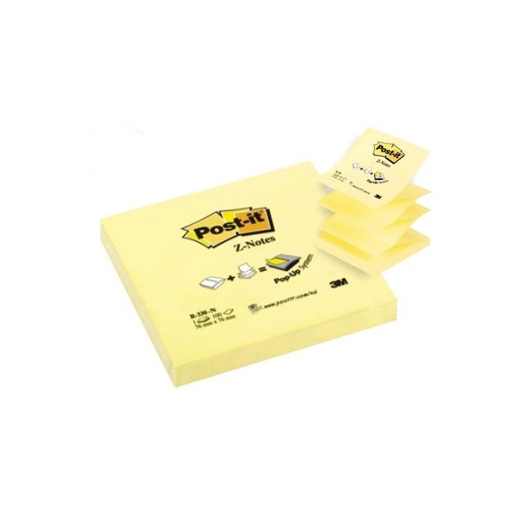 Post-it Bloc de 100 Z-Notas Adhesivas Removibles Zig-Zag Canary Yellow 76x76mm - Papel con Certificacion PEFC - 7100103164 - Co