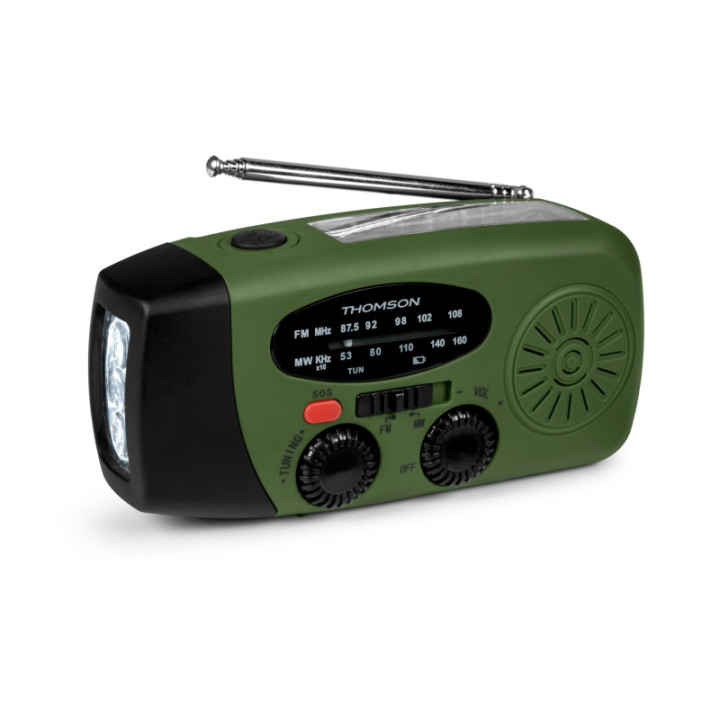 Thomson RT260 Radio - Linterna de Emergencia - Funcion Powerbank -  Color Verde