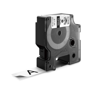 Dymo ID1-19 18445 Cinta de Etiquetas de Vinilo Industrial Original para Rotuladora - Texto negro sobre fondo blanco - Ancho 19m