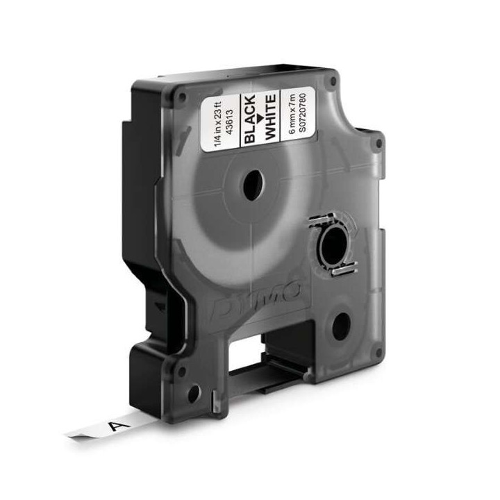Dymo D1 Cinta de Etiquetas Original para Rotuladora - Texto negro sobre fondo blanco - Ancho 6mm x 7 metros - S0720780