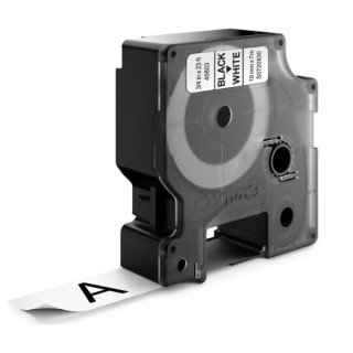 Dymo D1 45803 Cinta de Etiquetas Original para Rotuladora - Texto Negro sobre Fondo Blanco - Ancho 19mm x Largo 7m