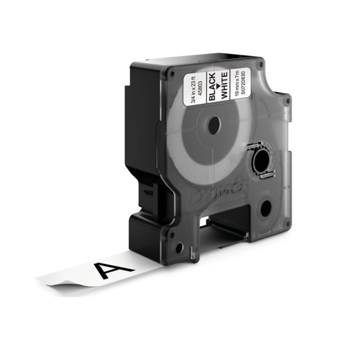 Dymo D1 45803 Cinta de Etiquetas Original para Rotuladora - Texto Negro sobre Fondo Blanco - Ancho 19mm x Largo 7m