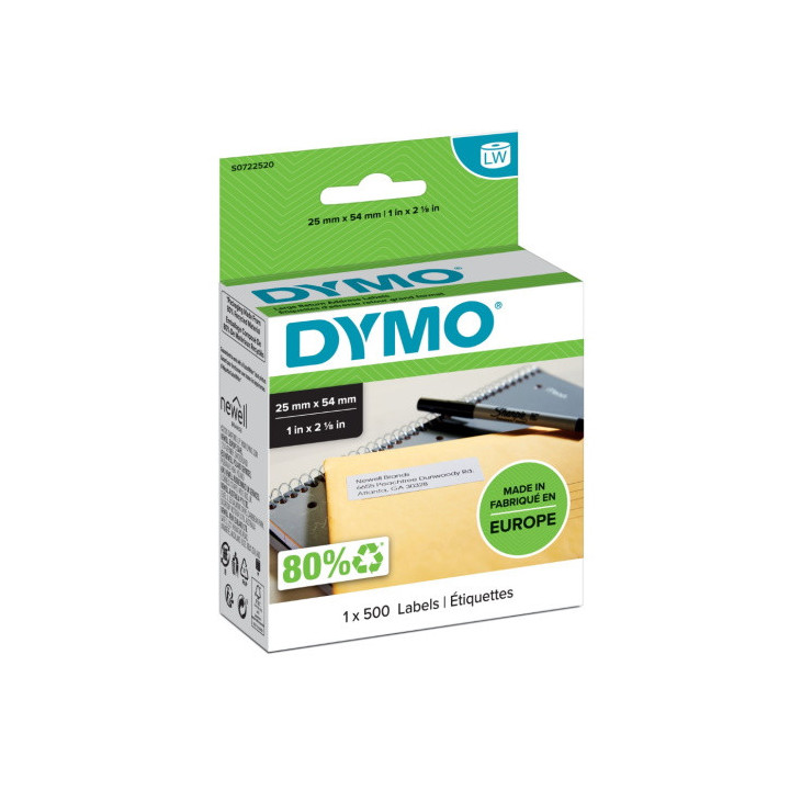 Dymo LabelWriter 11352 Etiquetas Originales Multiusos Autoadhesivas - 25x54mm - 500 Unidades - S0722520