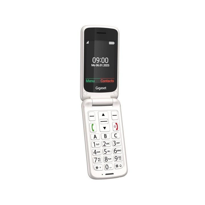 Gigaset GL595 Telefono Movil para Mayores Pantalla 2.8" -Tipo Concha - IP44 - Base de Carga - Color Blanco