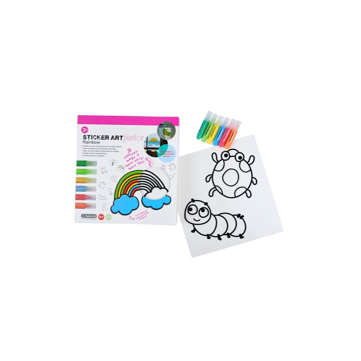 Comansi Sticker Art Junior Rainbow - Pegatinas Creativas para Ventanas  - Manualidades Infantiles - Surtido Temático