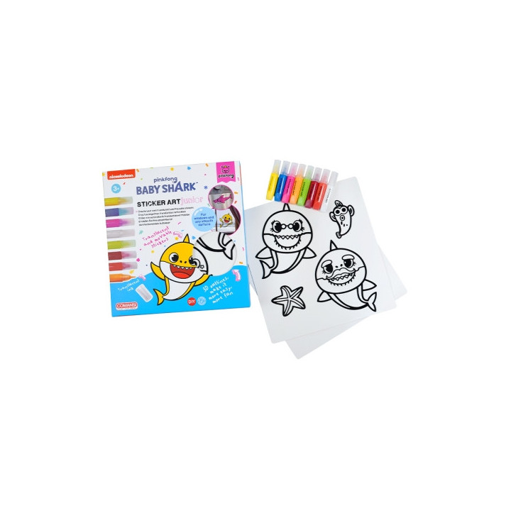 Comansi Sticker Art Junior Baby Shark - Pegatinas Creativas para Ventanas  - Manualidades Infantiles - Surtido Temático