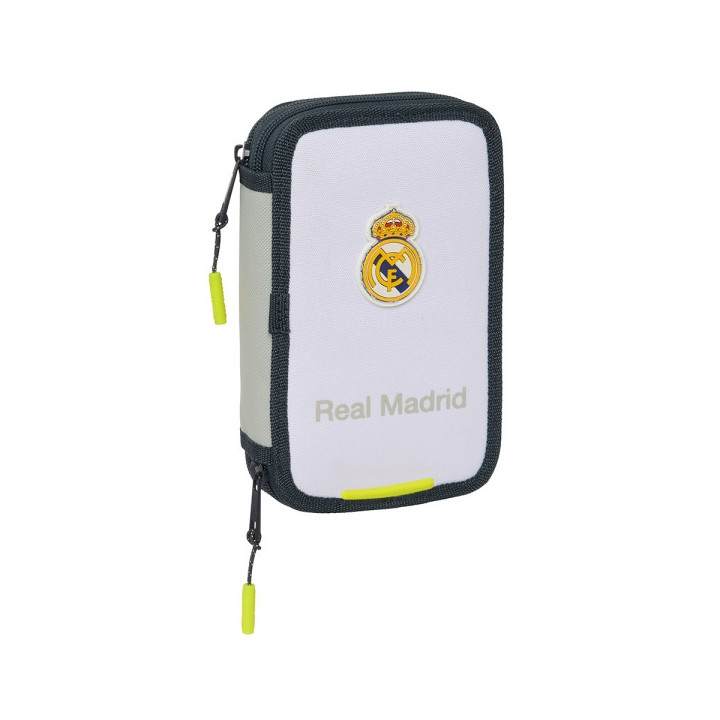 Safta Real Madrid 1ª Equipacion 24/25 Plumier 28 Pcs - 2 Compartimentos - 28 Piezas - 12.5x19.5x4cm - Color Blanco/Negro