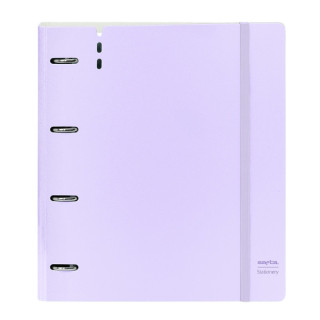 Safta Carpeta de 4 Anillas - PP Foam - Anillas de 35mm - Incluye 100 Hojas A4 - 27x32x4cm - Color Lavanda