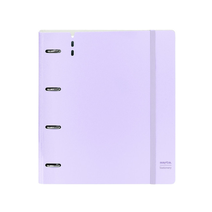 Safta Carpeta de 4 Anillas - PP Foam - Anillas de 35mm - Incluye 100 Hojas A4 - 27x32x4cm - Color Lavanda