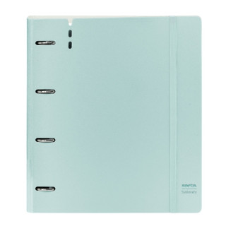 Safta Carpeta de 4 Anillas - PP Foam - Anillas de 35mm - Incluye 100 Hojas A4 - 27x32x4cm - Color Azul Claro