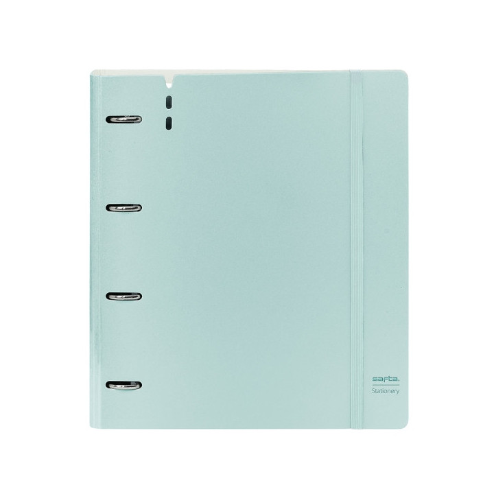 Safta Carpeta de 4 Anillas - PP Foam - Anillas de 35mm - Incluye 100 Hojas A4 - 27x32x4cm - Color Azul Claro