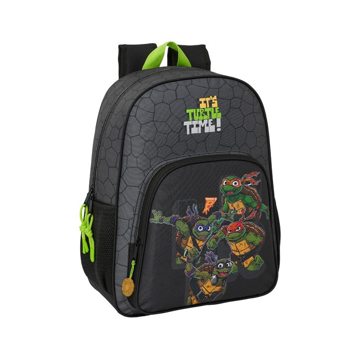 Safta Tortugas Ninja Mochila Infantil - Adaptable a Carro - Asa de Mano - Bolsillos Laterales - 33x42x14cm - Color Negro