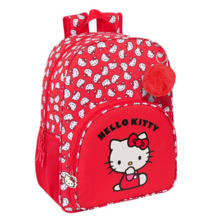 Safta Hello Kitty "Iconic" Mochila Infantil - Adaptable a Carro - Asa de Mano - Bolsillos Laterales - 33x42x14cm - Color Rojo