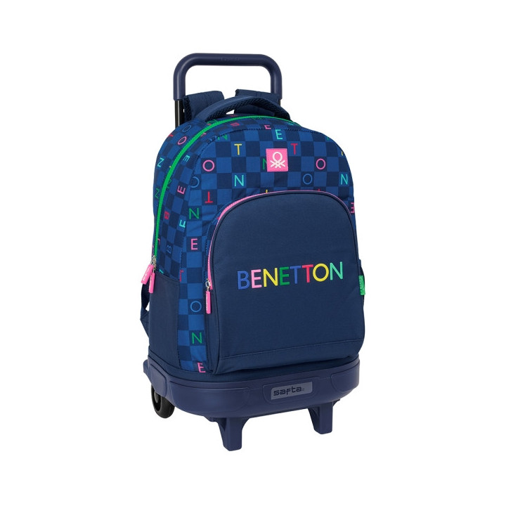 Safta Benetton Damero Mochila con Carro Integrado - Extraible para Facilitar su Limpieza - Base Reforzada - Asa Extraible - 33x