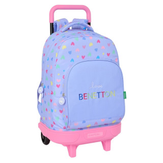 Safta Benetton Mochila con Carro Integrado - Extraible para Facilitar su Limpieza - Base Reforzada - Asa Extraible - 33x45x22cm
