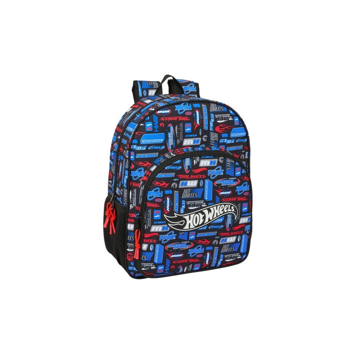Safta Hot Wheels Mochila Infantil - Adaptable a Carro - Asa de Mano - Bolsillos Laterales - 33x42x14cm