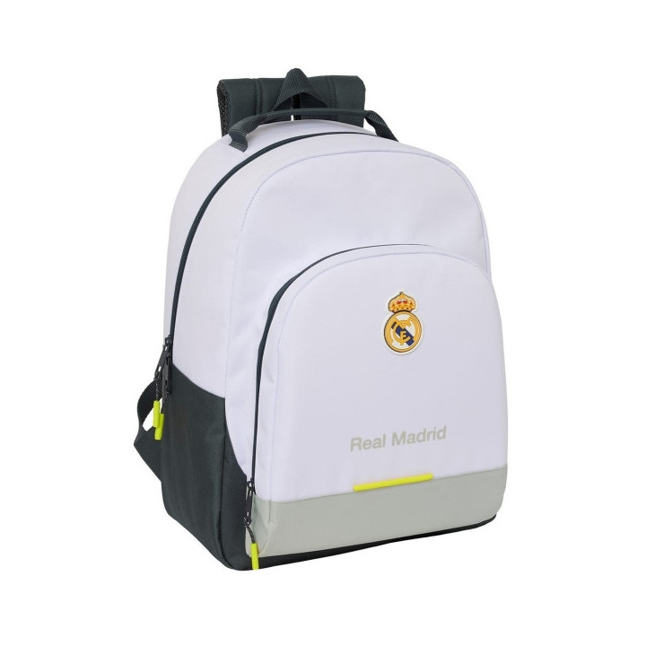 Safta Real Madrid 1ª Equipacion 25/26 Mochila Escolar - Adaptable a Carro - Asa de Mano - 32x42x15cm - Color Blanco