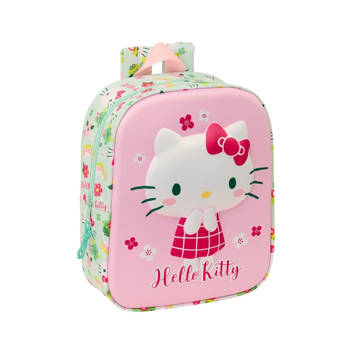 Safta Hello Kitty Mochila Guarderia 3D - Asa de Mano - Compartimento Principal con Cremallera - 22x27x10cm - Color Rosa