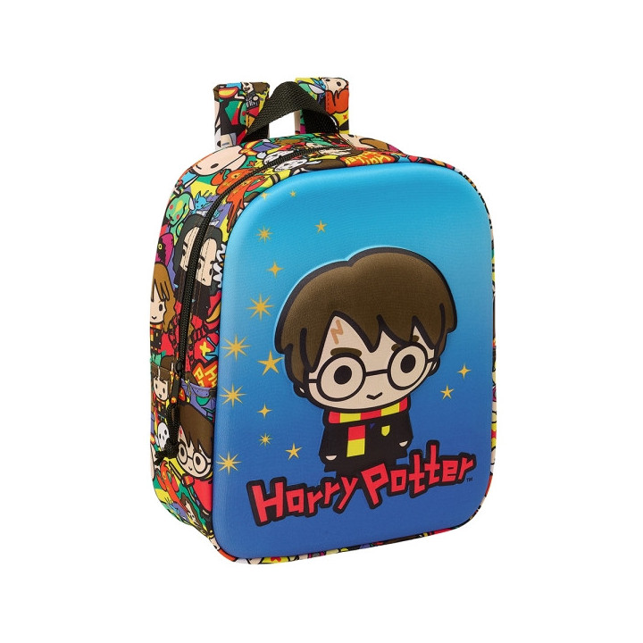 Safta Harry Potter Mochila Guarderia 3D - Asa de Mano - Compartimento Principal con Cremallera - 22x27x10cm - Color Azul