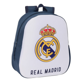 Safta Real Madrid Mochila 3D - Asa de Mano - Portabotellas Lateral - 27x33x10cm - Color Blanco/Negro