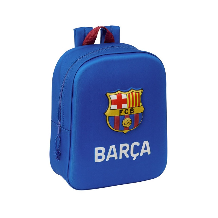 Safta F.C. Barcelona Mochila Guarderia 3D - Asa de Mano - Compartimento Principal con Cremallera - 22x27x10cm - Color Azul