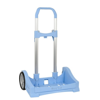 Safta Evolution Carro Portamochilas- Sujecion Universal - Ruedas de 14cm Antivibracion - Aluminio/PP - 40x85x28cm - Color Azul