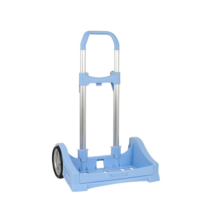 Safta Evolution Carro Portamochilas- Sujecion Universal - Ruedas de 14cm Antivibracion - Aluminio/PP - 40x85x28cm - Color Azul