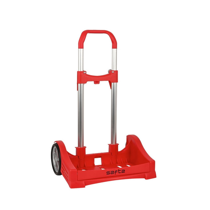 Safta Evolution Carro Portamochilas- Sujecion Universal - Ruedas de 14cm Antivibracion - Aluminio/PP - 40x85x28cm - Color Rojo