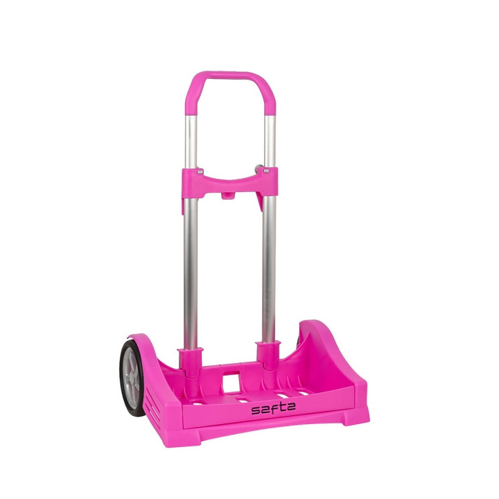 Safta Evolution Carro Portamochilas- Sujecion Universal - Ruedas de 14cm Antivibracion - Aluminio/PP - 40x85x28cm - Color Magen