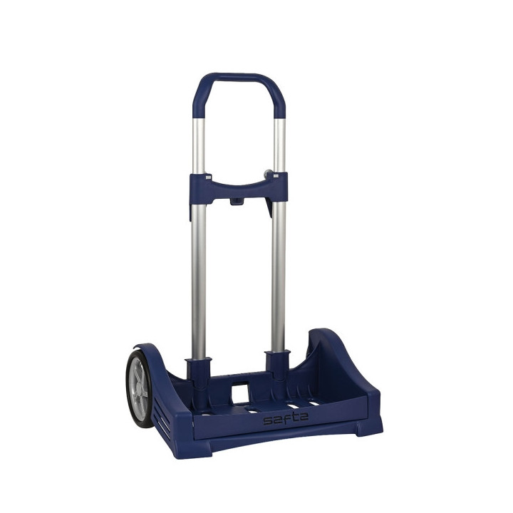 Safta Evolution Carro Portamochilas- Sujecion Universal - Ruedas de 14cm Antivibracion - Aluminio/PP - 40x85x28cm - Color Azul