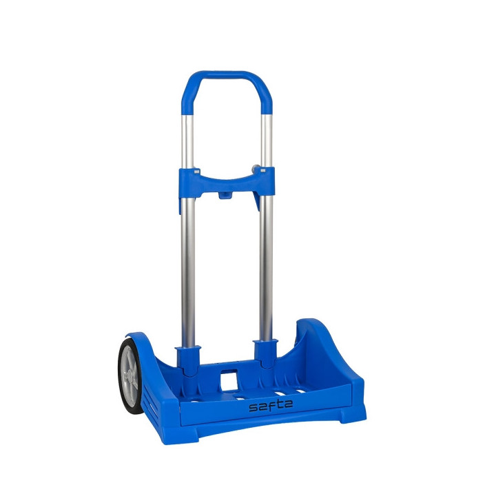 Safta Evolution Carro Portamochilas- Sujecion Universal - Ruedas de 14cm Antivibracion - Aluminio/PP - 40x85x28cm - Color Azul