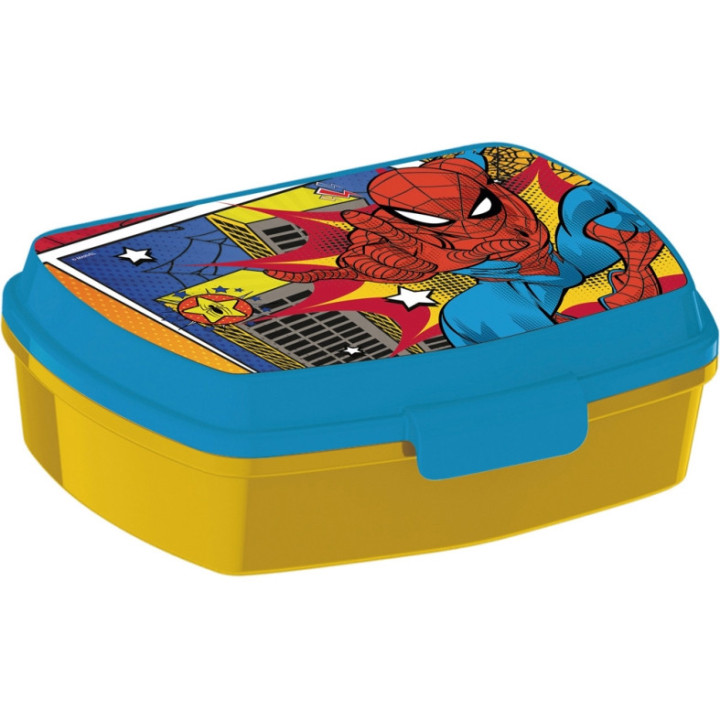 Safta Spider-Man Attack Sandwichera - PVC Sin BPA - Rectangular - 17x5.6x13.3cm - Color Amarillo