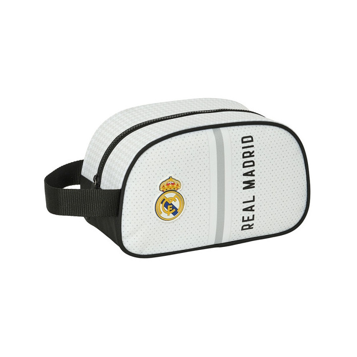 Safta Real Madrid 1ª Equipacion 24/25 Neceser - 1 Compartimento - Asa de Mano - 26x15x12cm - Color Blanco/Negro