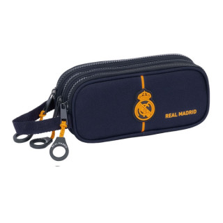 Safta Real Madrid 2ª Equipacion 24/25 Estuche Portatodo - 3 Compartimentos - Asa de Mano - 21x8.5x7cm - Color Azul Marino