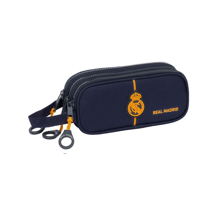 Safta Real Madrid 2ª Equipacion 24/25 Estuche Portatodo - 3 Compartimentos - Asa de Mano - 21x8.5x7cm - Color Azul Marino