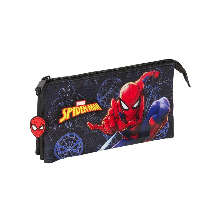 Safta Spider-Man Attack Estuche Portatodo - 3 Compartimentos - 22x12x3cm - Color Negro